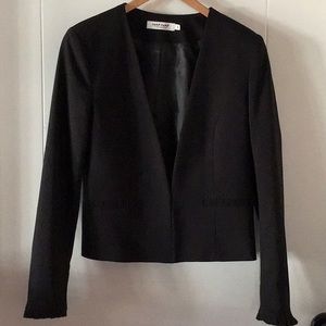 EUC NafNaf black bolero style fitted jacket with pleated detail at cuff/pockets